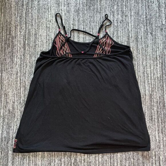 Maurice’s Women’s Size Medium Strappy Tank Top Black Tribal Embroidered Blouse - Picture 6 of 6